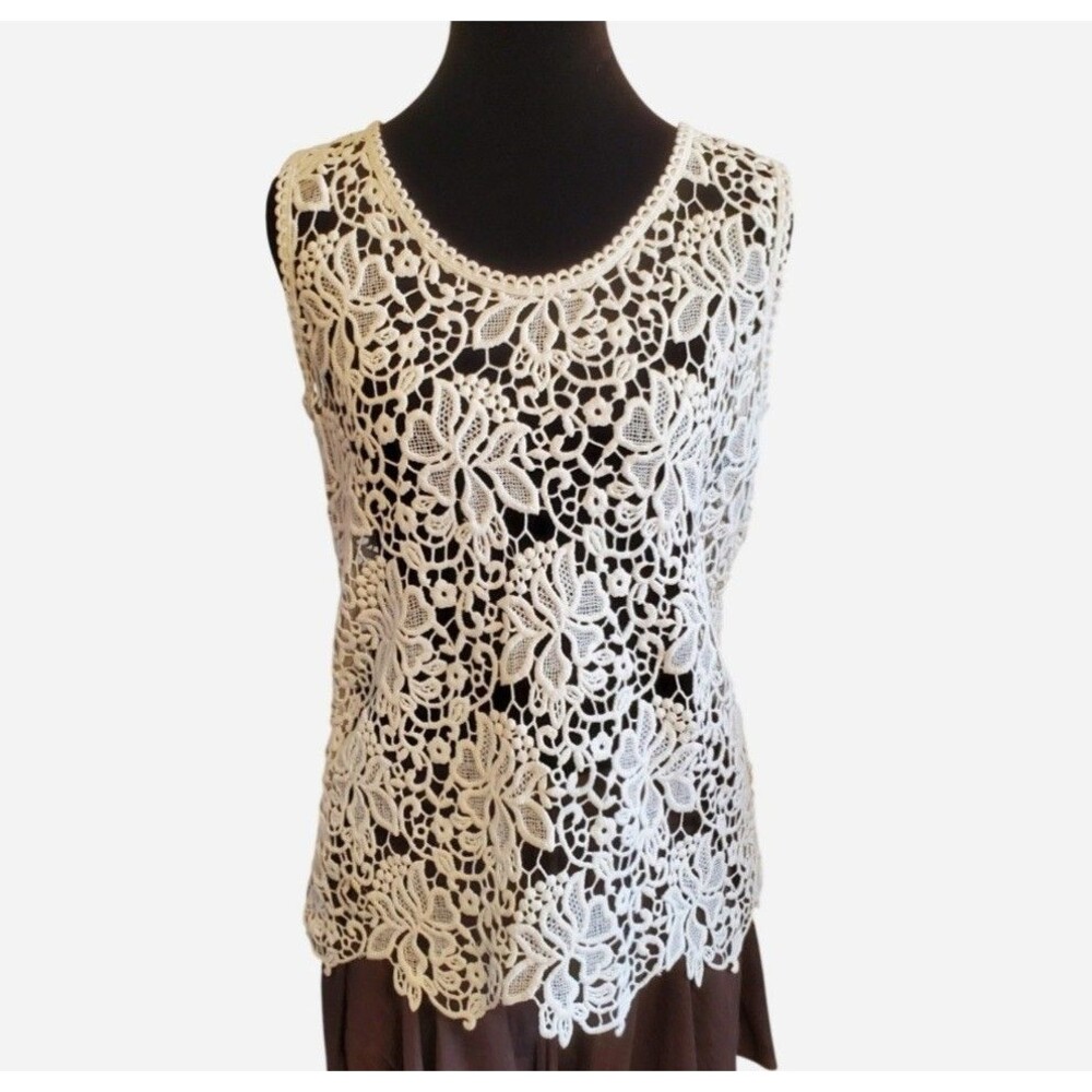 Loft Cotton Crochet Lace Sleeveless Top Fairy Boho Romantic Festival Cottage XS